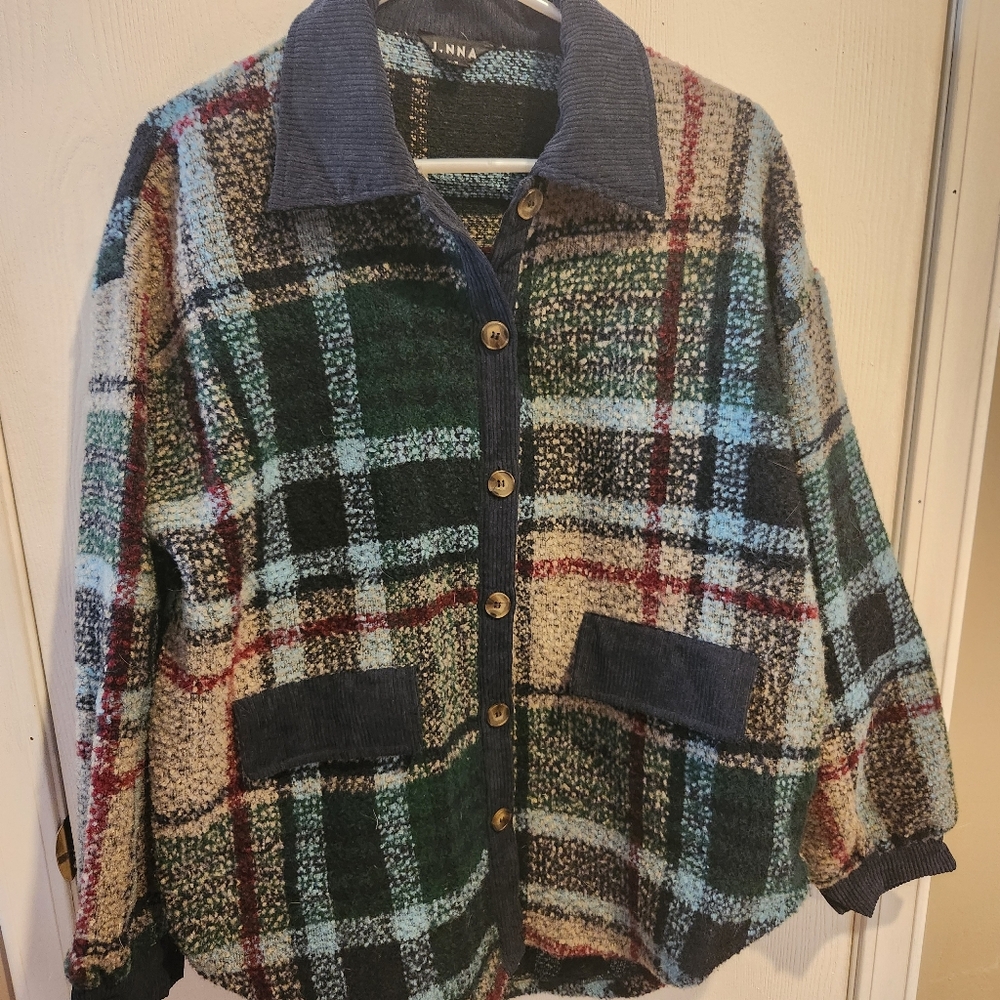 Plaid Button-Up Cardigan